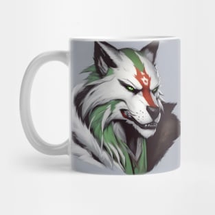 werewolf fantasy art red green Mug